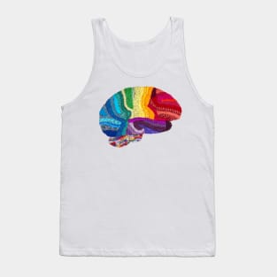 Sampler Brain - Embroidered Look - Rainbow Brain Tank Top